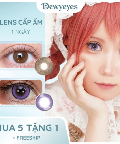 Lens cosplay giãn tròng to 14.2mm màu Bloom Purple 1 ngày DEWEYES