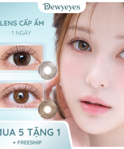 Lens giãn tròng to 14.5mm màu Nâu Trầm và Nâu Tây 1 ngày DEWEYES