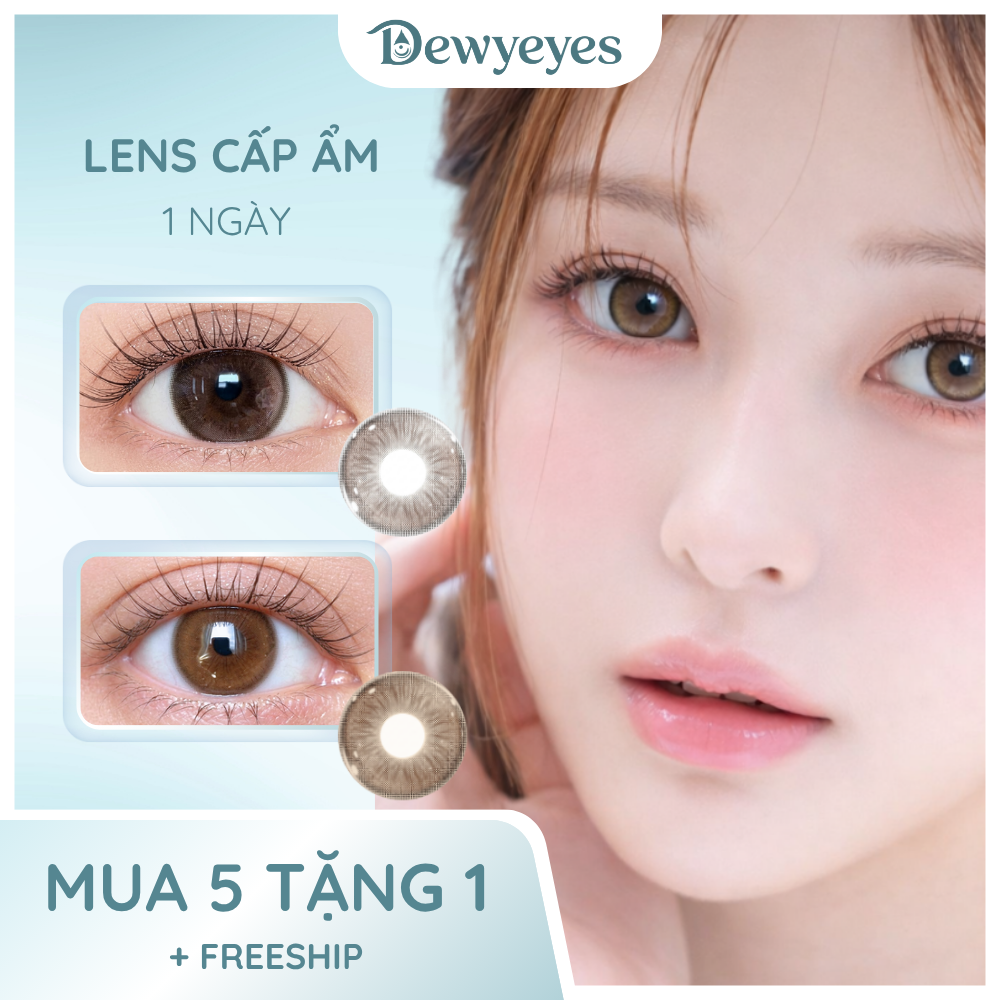 Lens giãn tròng to 14.5mm màu Nâu Trầm và Nâu Tây 1 ngày DEWEYES