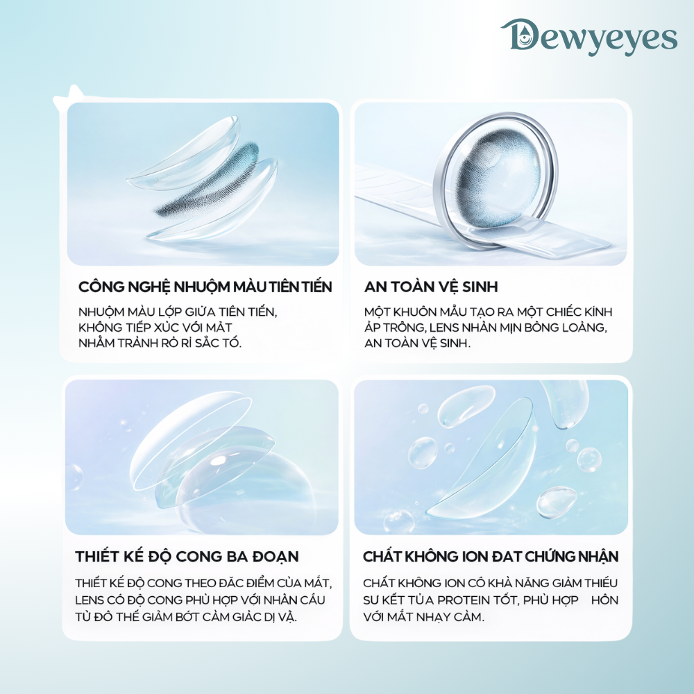 Lens cosplay giãn tròng to 14.2mm màu Bloom Purple 1 ngày DEWEYES - Ảnh 3