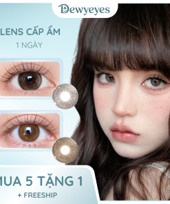 Lens giãn tròng to 14.5mm màu Nâu xám khói và Nâu tây 1 ngày DEWEYES