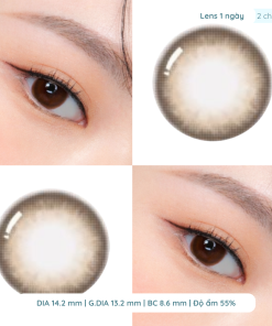 Alternative view of Lens giãn tròng to 14.5mm màu Nâu xám khói và Nâu tây 1 ngày DEWEYES
